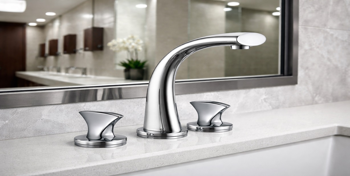 Fontana Porto chrome 3-hole bathroom sink faucet with dual handles